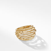 Tides Woven Ring in 18K Yellow Gold with Diamonds