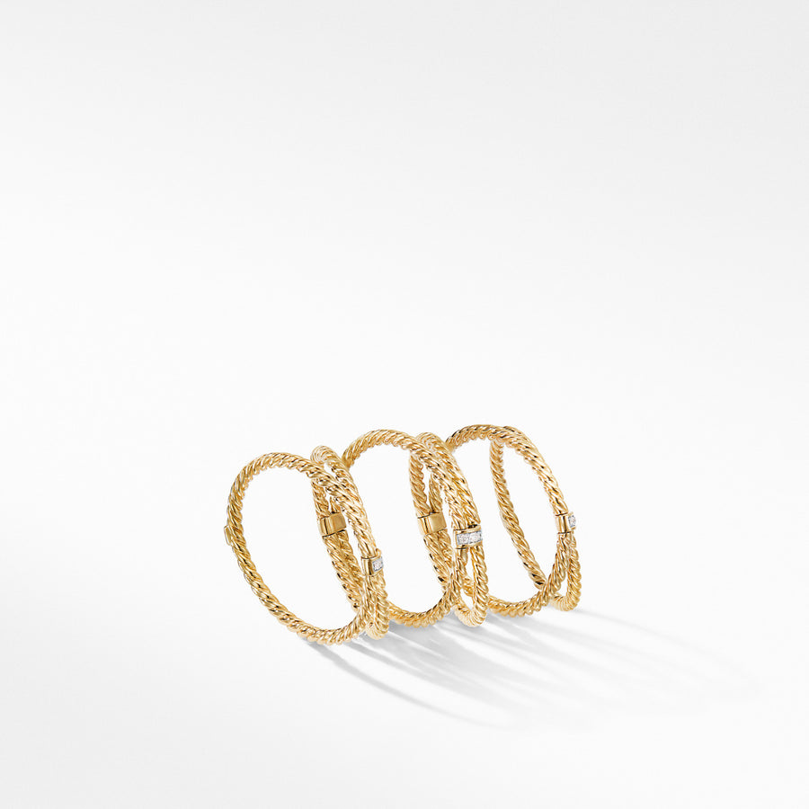 DY Origami 6-Row Cable Ring in 18K Yellow Gold with Diamonds