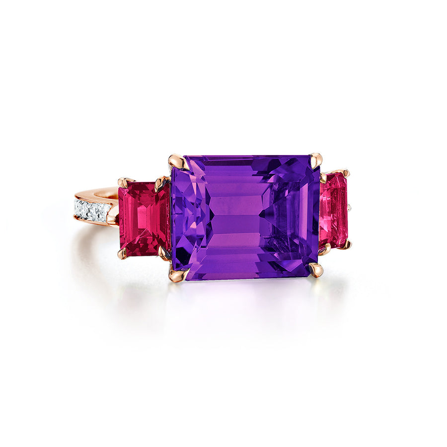 Amethyst and Ruby Florentine Ring
