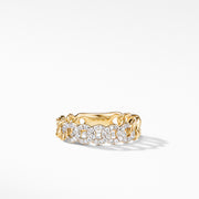 Belmont Curb Link Narrow Ring in 18K Yellow Gold with Pave Diamonds