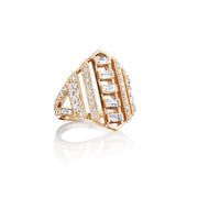 Moderne Ring with Baguette and Round Brilliant Cut Diamonds