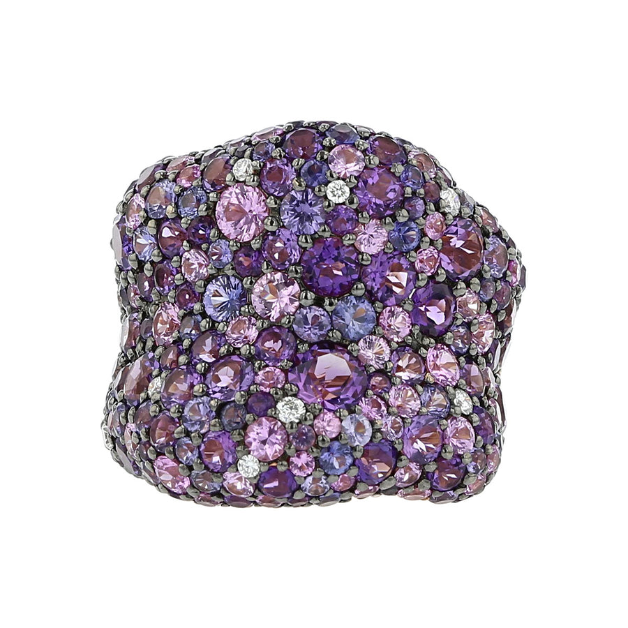 Amethyst, Multi-color Sapphire and Diamond Ring