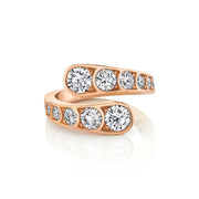 18K Rose Gold Diamond Scallop Artisan Pave Bypass Ring