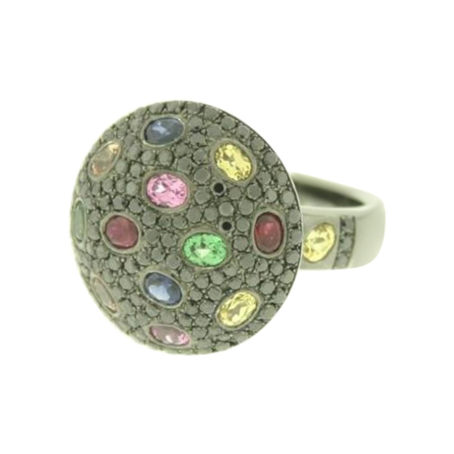 18K Diamond and Multi Colored Sapphire Ring