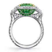 Tsavorite Garnet and Diamond 3-Stone Ring