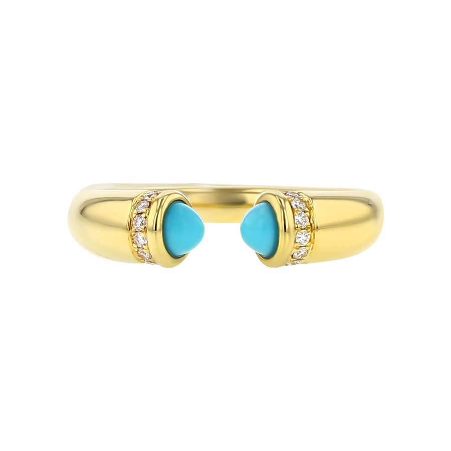 18K Yellow Gold Turquoise and Diamond Ring