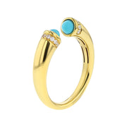18K Yellow Gold Turquoise and Diamond Ring