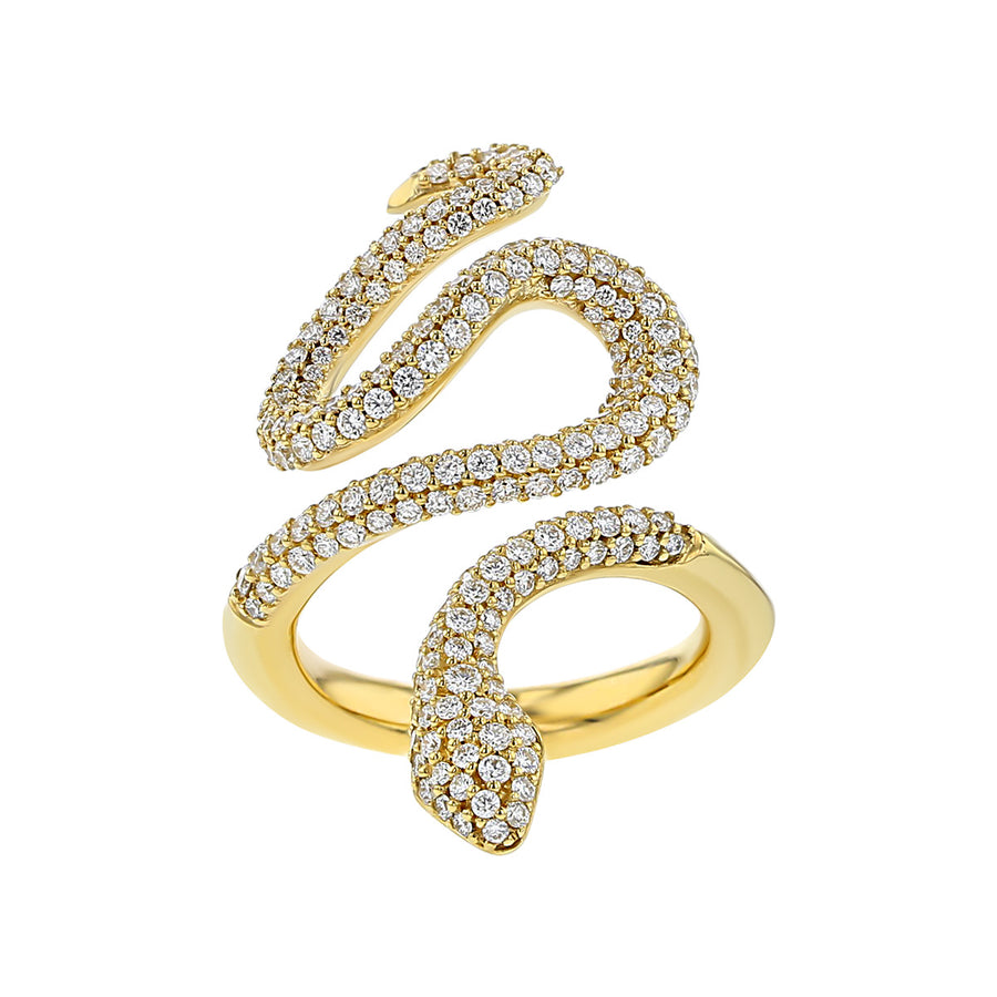 Snakes Ring with Diamonds in 18K Yellow Gold