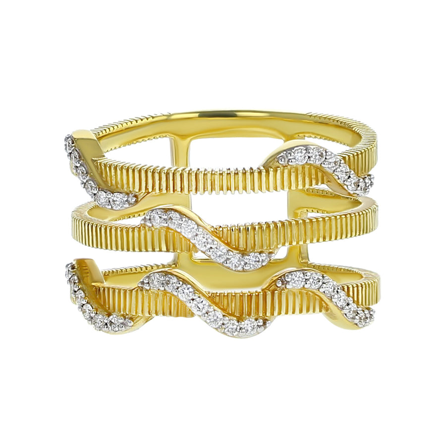 Three Bar Diamond Wave Wrap Ring