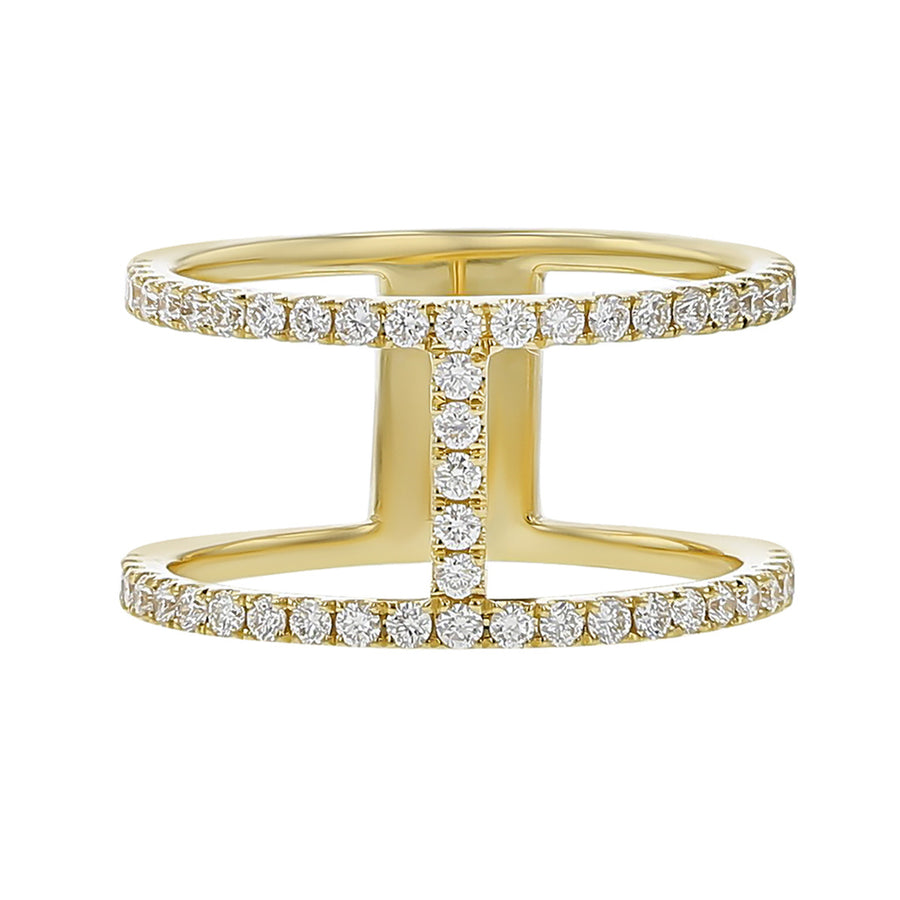 18K Yellow Gold Diamond Paris 2-Row Ring