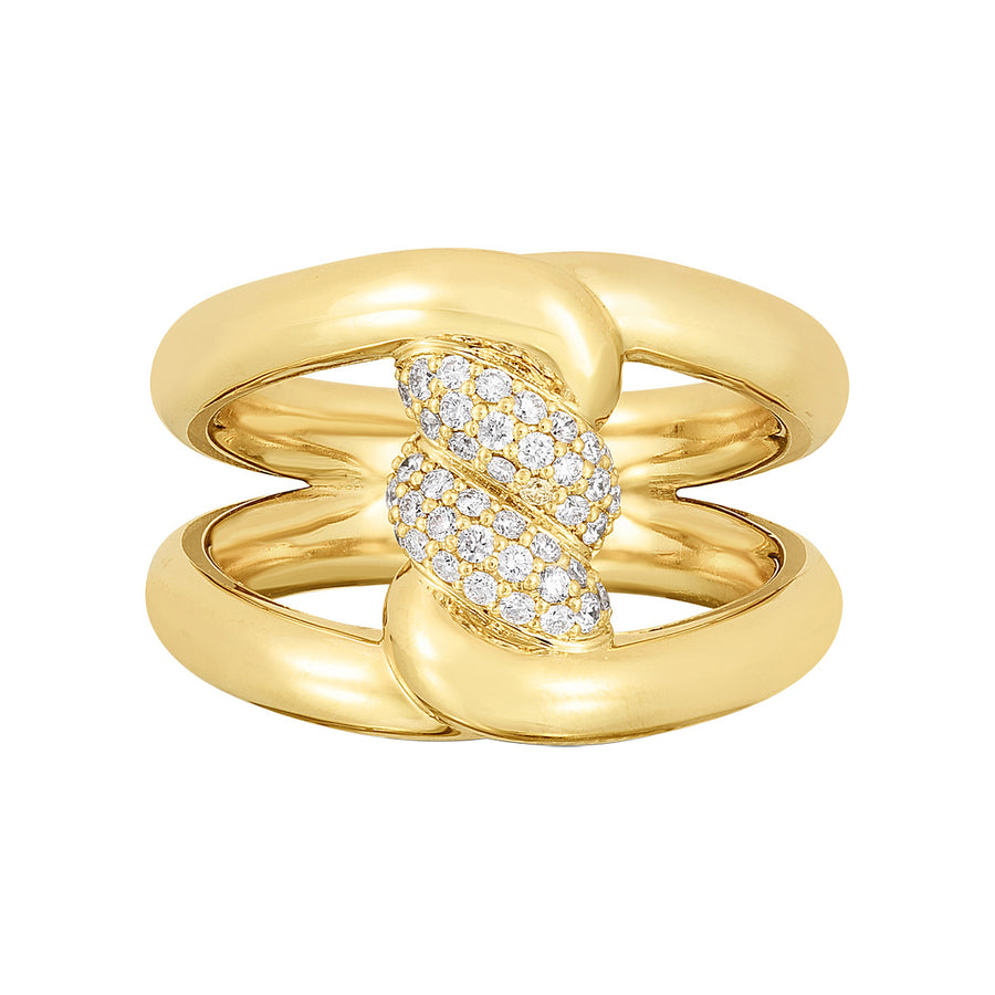 18K Yellow Gold Cialoma Diamond Crossover Ring