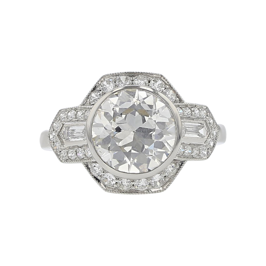 2.72-Carat Brilliant Diamond Halo Platinum Ring
