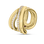 18K Yellow Gold Wide Cialoma Diamond Crossover Ring