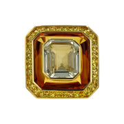 Yellow Sapphire, Citrine and Diamond Crystal Ring