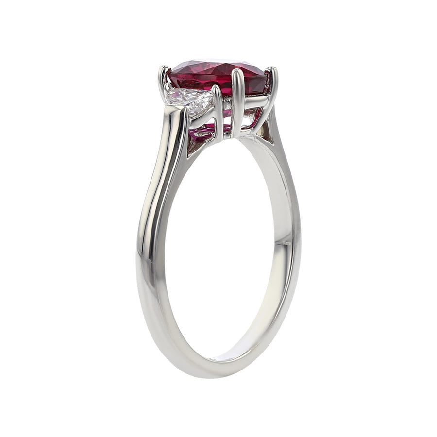Platinum Oval Ruby and Diamond Ring