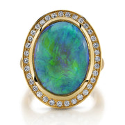 Opal, Purple Sapphire and Diamond Ring