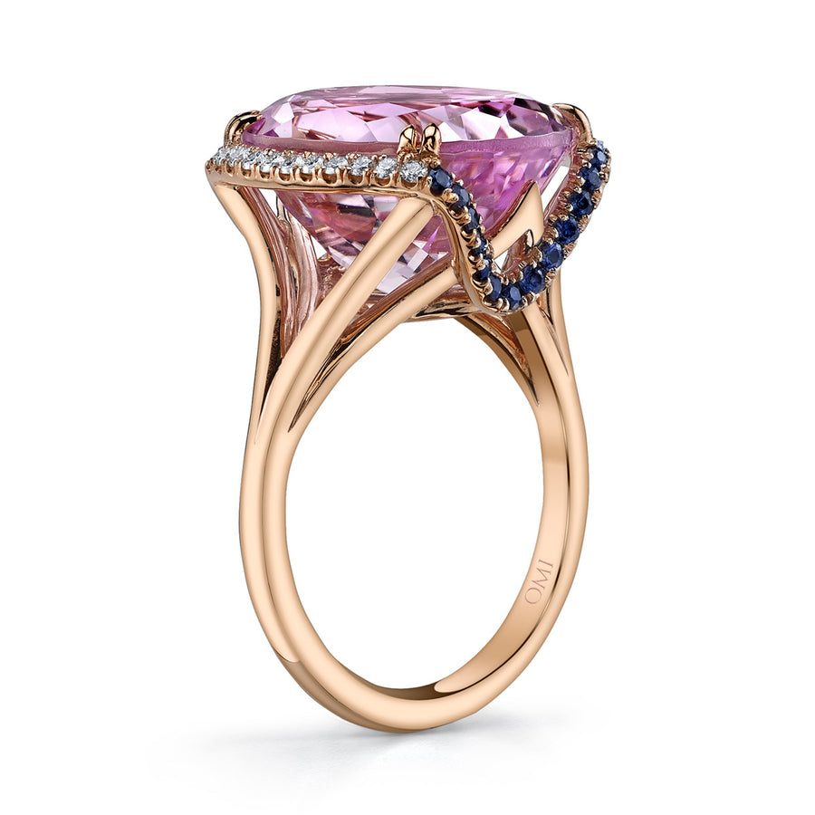 Kunzite, Sapphire and Diamond Ring
