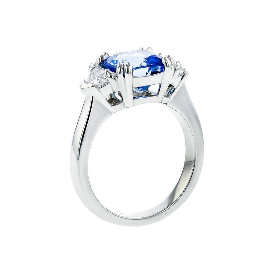 Platinum Brazilian Aquamarine and Diamond 3-Stone Ring