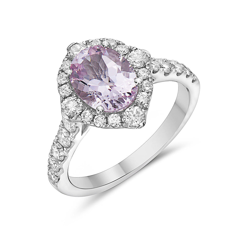 Pastel Diamond Morganite Halo Ring