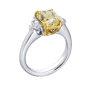 Cushion-cut Fancy Yellow and Epaulette Diamond Ring