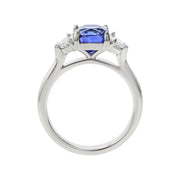 Platinum Sri Lankan Sapphire and Diamond 3-Stone Ring