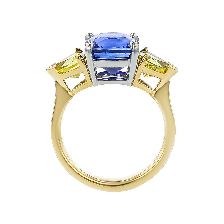 Sri Lankan Sapphire and Yellow Sapphire 3-Stone Ring