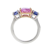 Pink Sapphire, Blue Sapphire and Diamond 3-Stone Ring