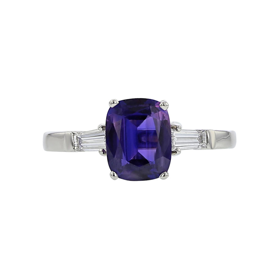 Platinum Burma Sapphire and Diamond 3-Stone Ring