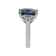 West African Blue Sapphire and Diamond 3-Stone Ring