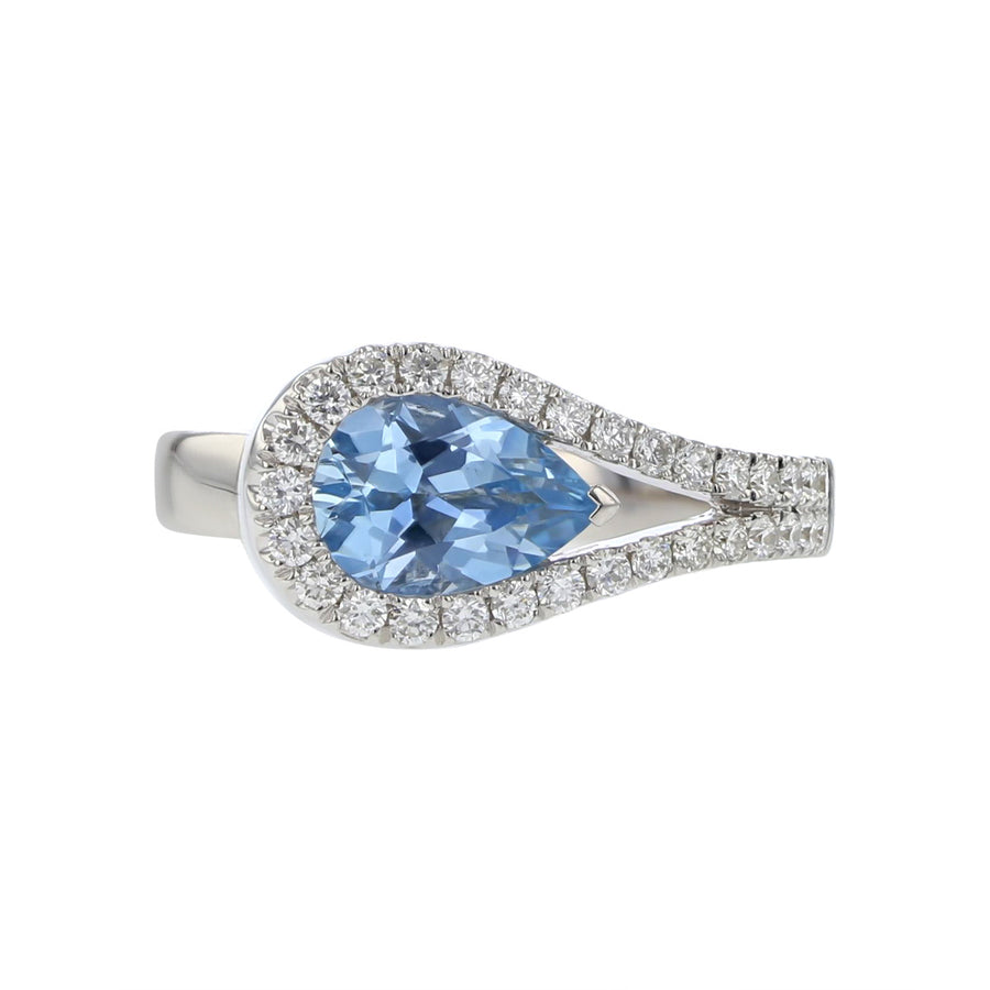 Aquamarine and Diamond Lasso Ring