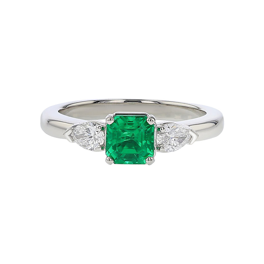 Colombian Emerald and Diamond 3-Stone Ring