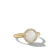 Petite DY Elements Ring in 18K Yellow Gold with Mother of Pearl and Pave Diamonds