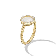 Petite DY Elements Ring in 18K Yellow Gold with Mother of Pearl and Pave Diamonds