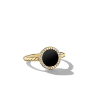 Petite DY Elements Ring in 18K Yellow Gold with Black Onyx and Pave Diamonds