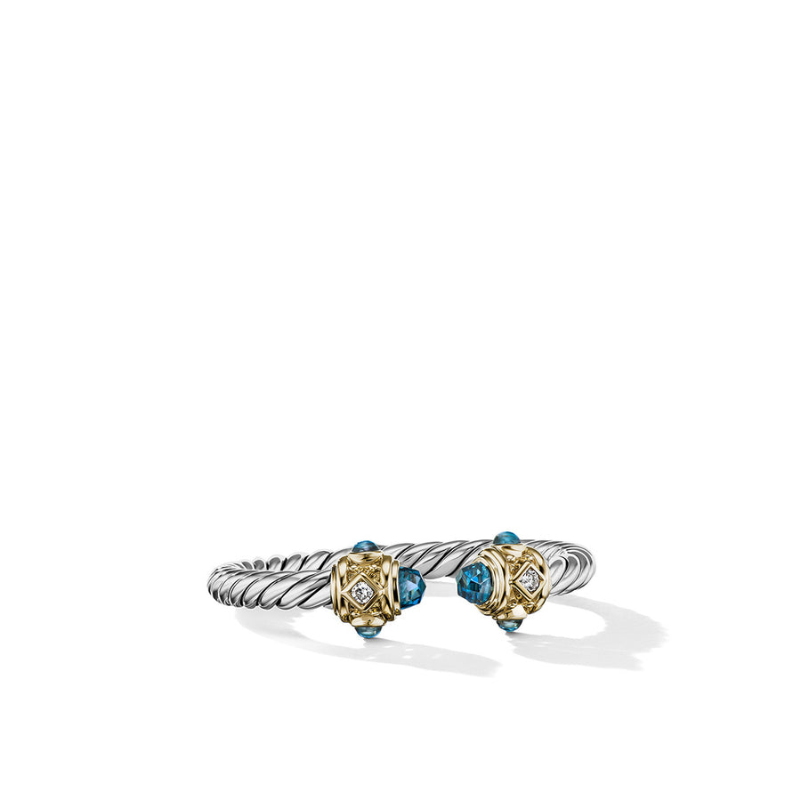 Renaissance Ring in Sterling Silver with Hampton Blue Topaz, 14K Yellow Gold and Diamonds