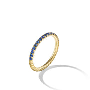 Cable Collectibles Stack Ring in 18K Yellow Gold with Pave Blue Sapphires