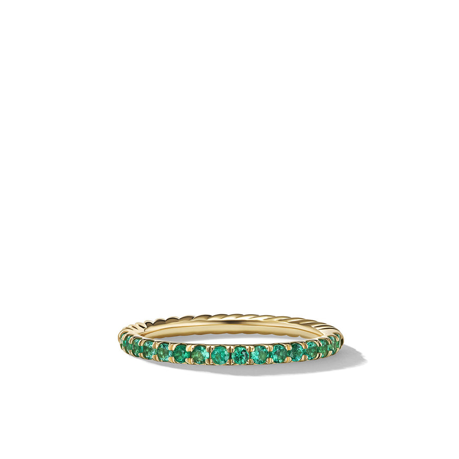 Cable Collectibles Stack Ring in 18K Yellow Gold with Pave Emeralds