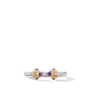 Renaissance Ring in Sterling Silver with Amethyst, 14K Yellow Gold and Diamonds