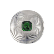 18K White Gold Tourmaline and Diamond Disk Ring