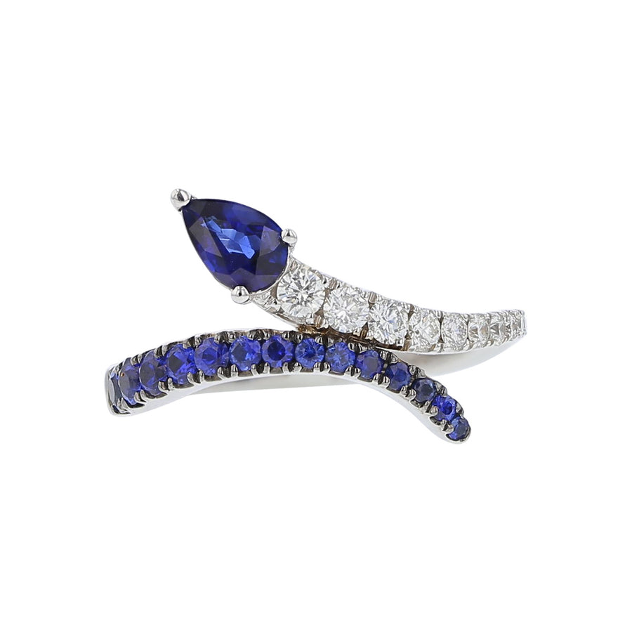 Sapphire and Diamond Bypass Ring