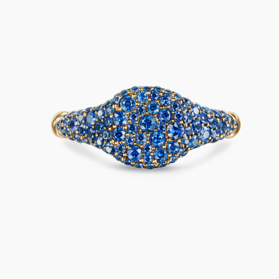 Petite Pave Pinky Ring in 18K Yellow Gold with Sapphires | Shreve & Co.