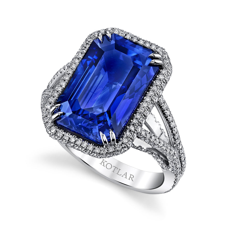 The Vault Emerald Cut Sapphire and Diamond Ring