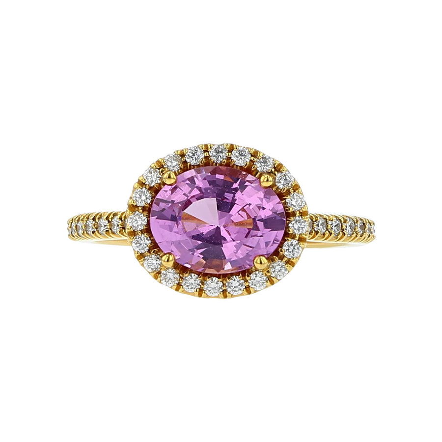 20K Rose Gold Pink Spinel Diamond Ring
