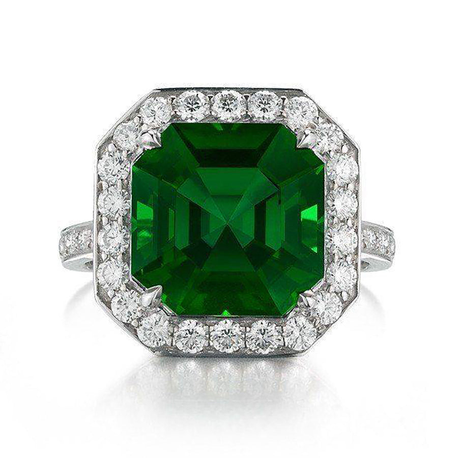 Green Tourmaline Bespoke Diamond Ring