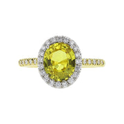Yellow Sapphire, Diamond and Tsavorite Halo Ring
