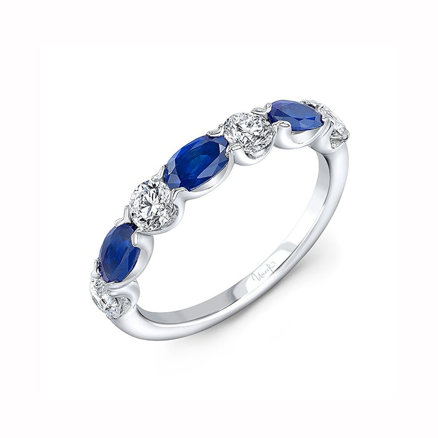 Blue Sapphire Wedding Band in 14K White Gold