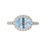 Pastel Aquamarine Diamond Oval Ring