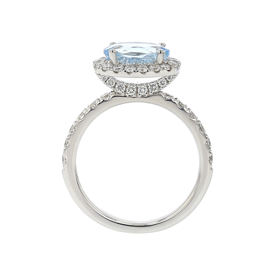 Pastel Aquamarine Diamond Oval Ring