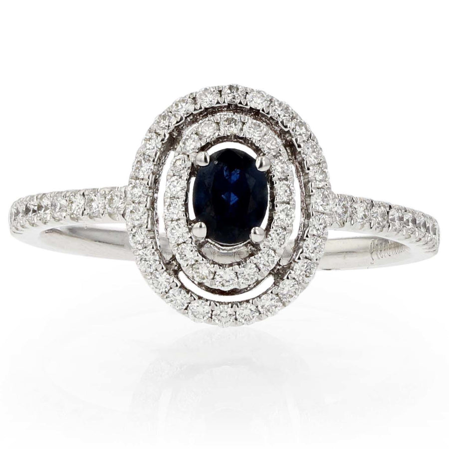 Sapphire and Halo Diamond Ring