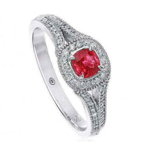 Cushion Ruby Diamond Ring